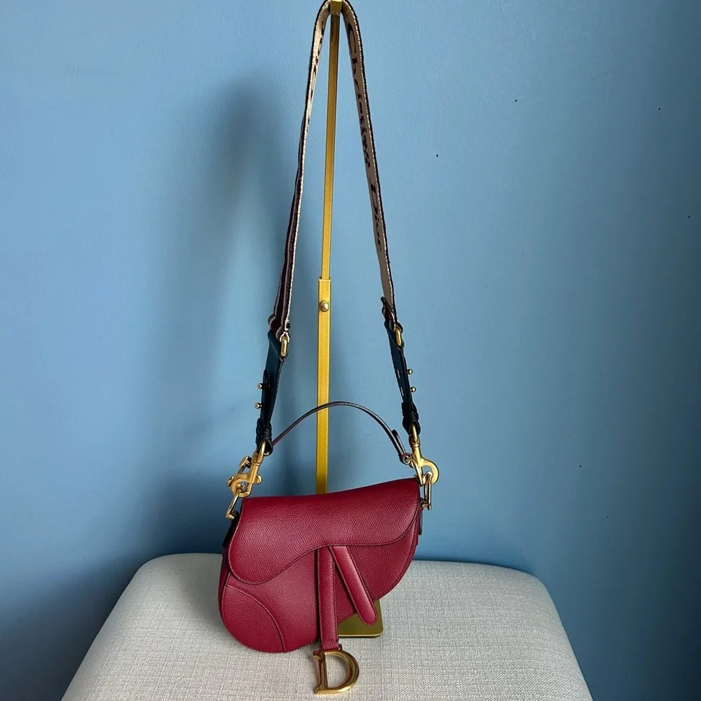 Dior Mini Red Saddle Bag - Picture 4 of 16